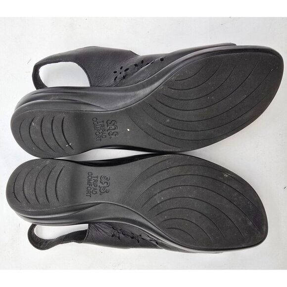 SAS Womens Black Leather Tripad Comfort Sandals With Adjustable Straps - Picture 6 of 8